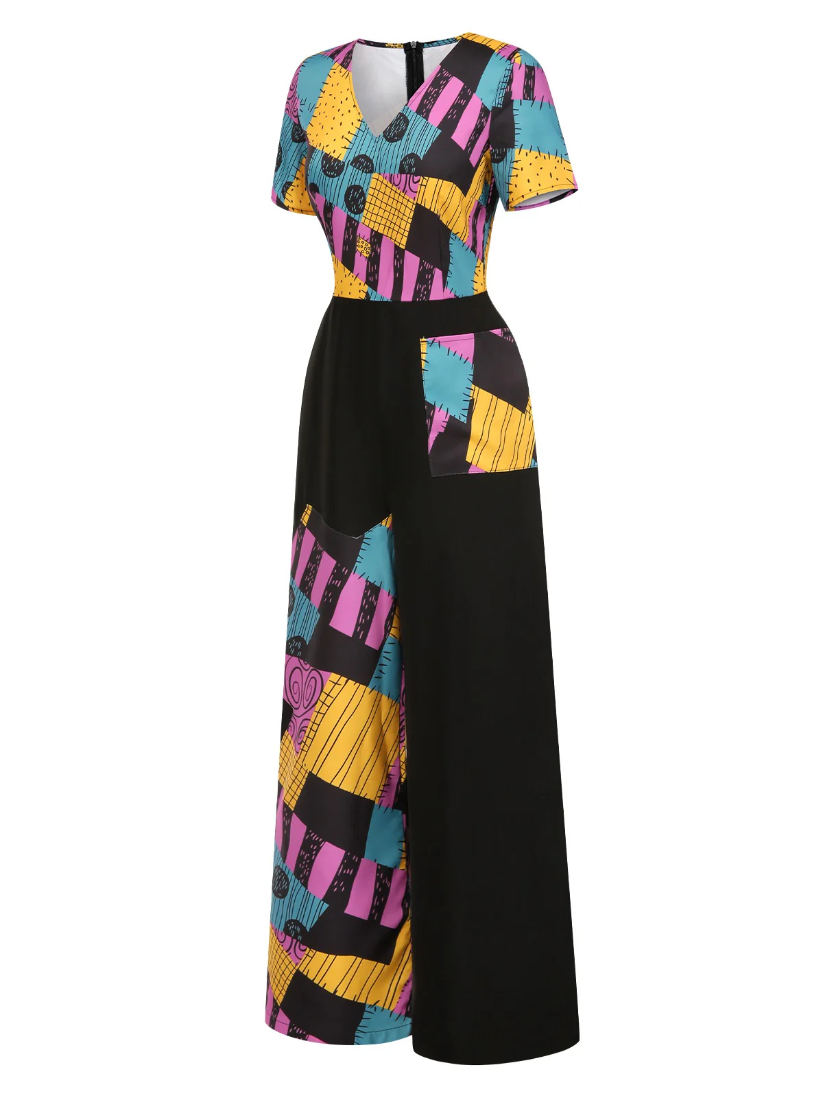 Multicolor 1940s Nightmare Before Christmas Sally Jumpsuit - Image 4