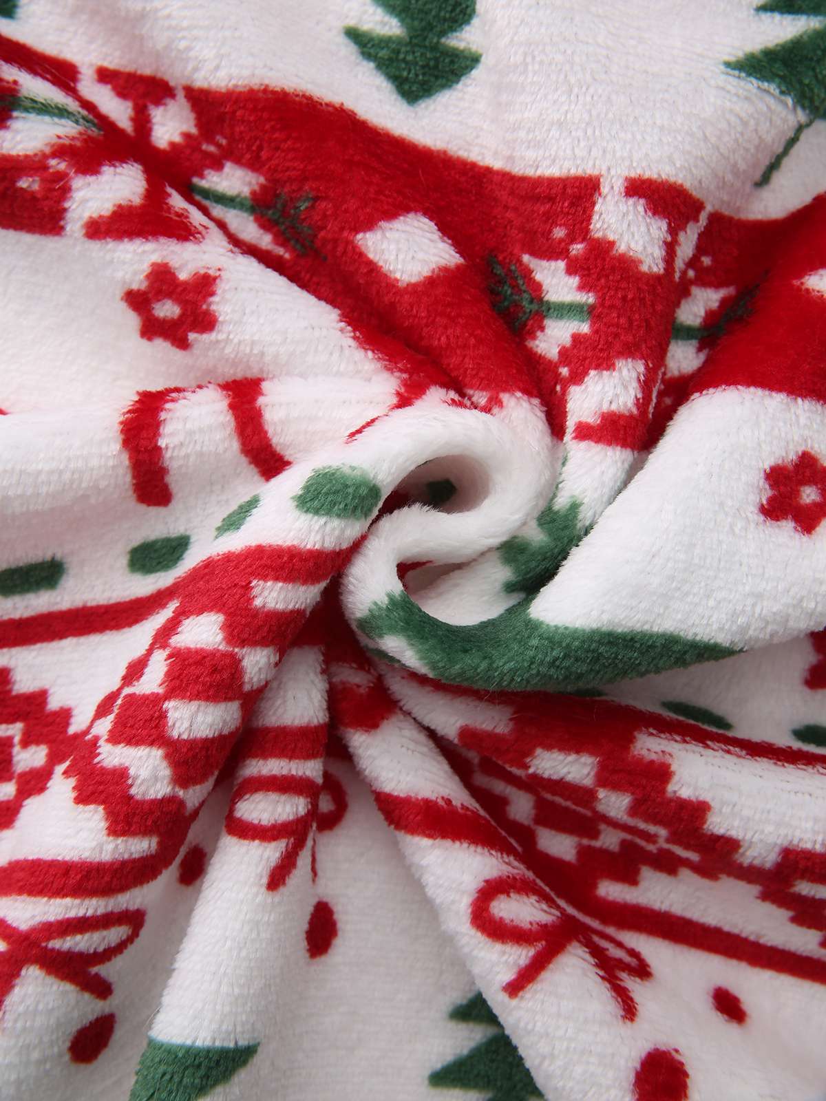 Multicolor 1940s Reindeer & Christmas Tree Plush Hoodie - Image 6