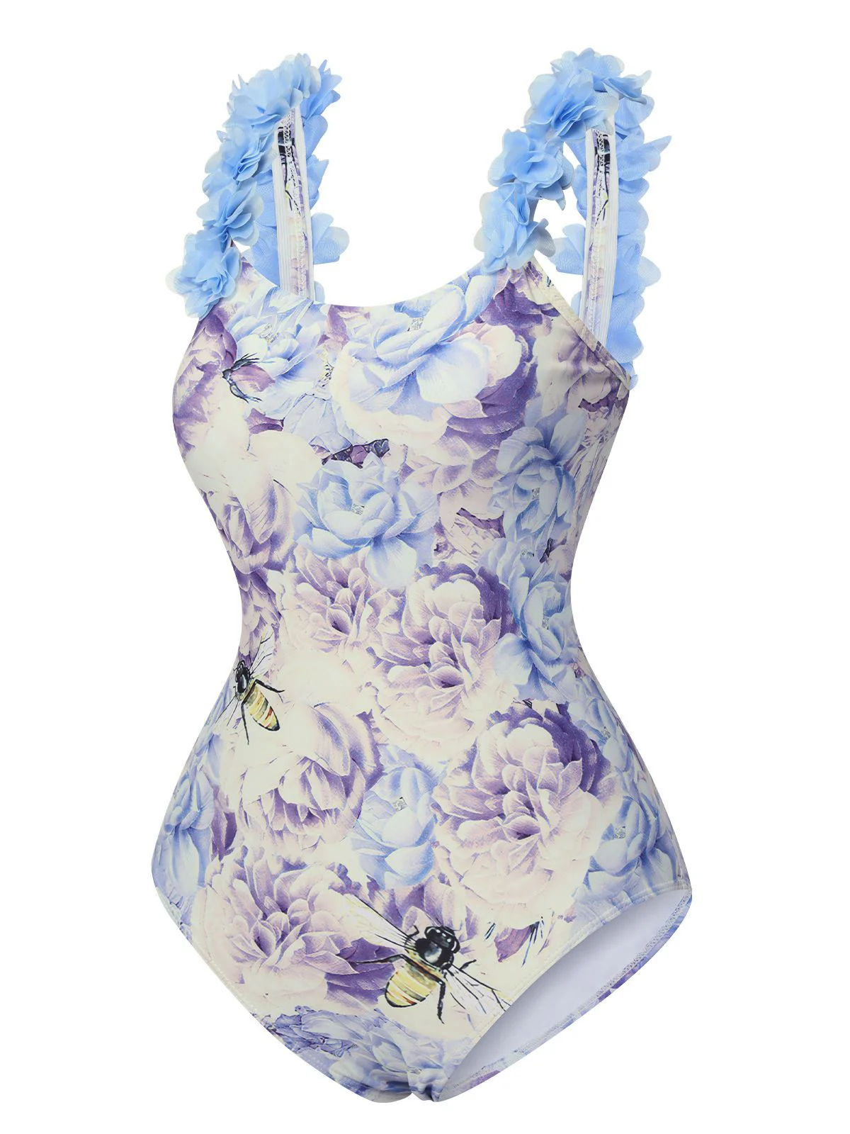 Multicolor 1950s 3D-Flowers Spaghetti Straps Swimsuit - Image 12