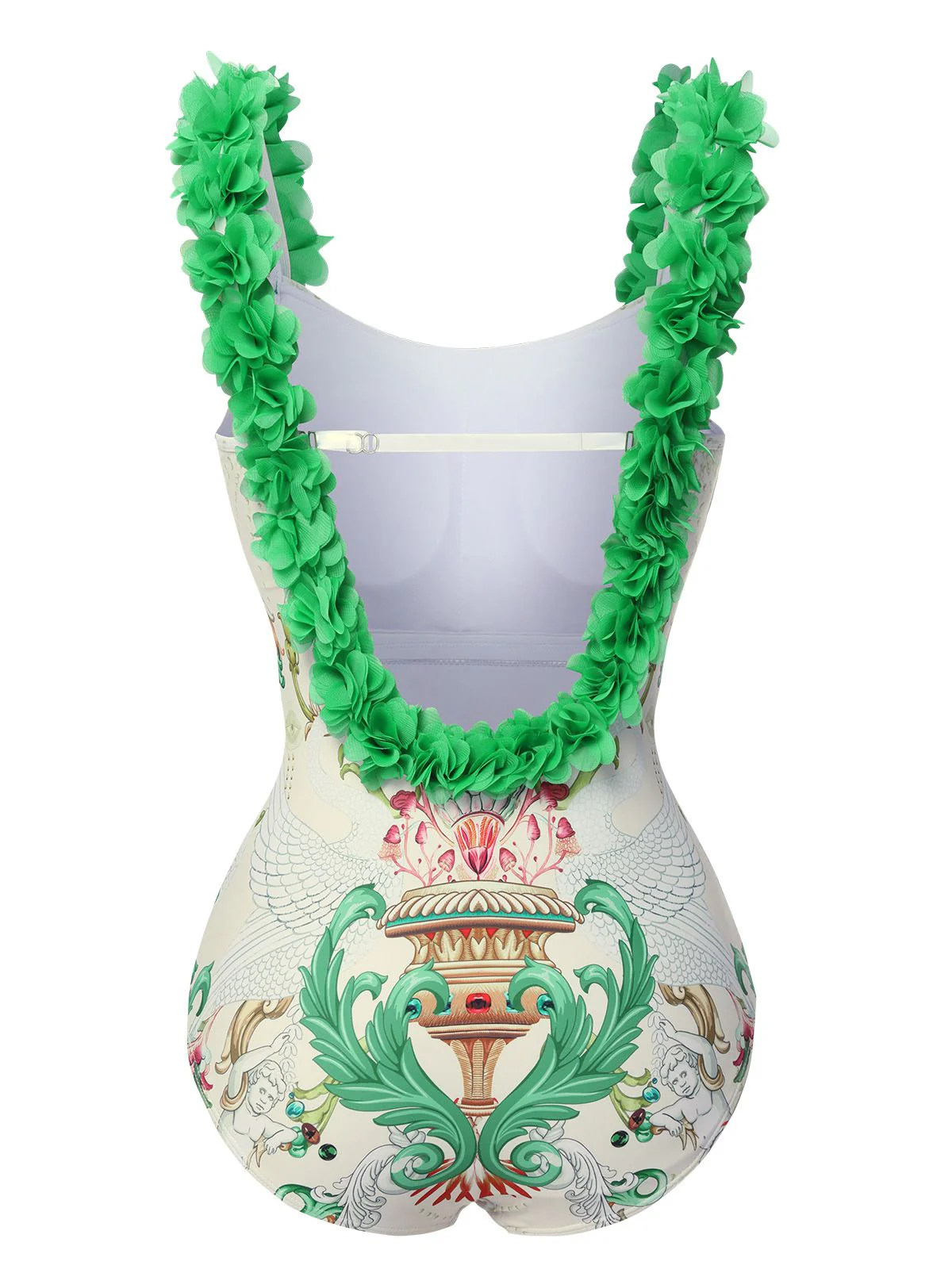 Multicolor 1950s 3D-Flowers Spaghetti Straps Swimsuit - Image 3