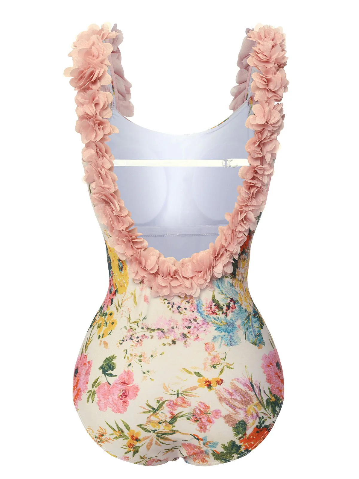 Multicolor 1950s 3D-Flowers Spaghetti Straps Swimsuit - Image 8
