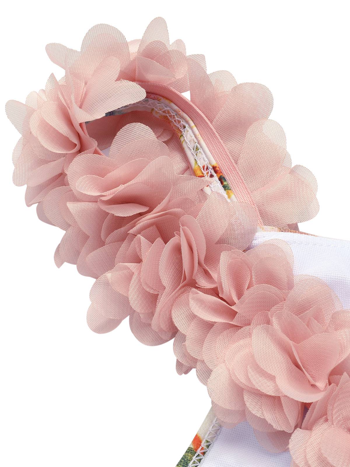 Multicolor 1950s 3D-Flowers Spaghetti Straps Swimsuit - Image 9