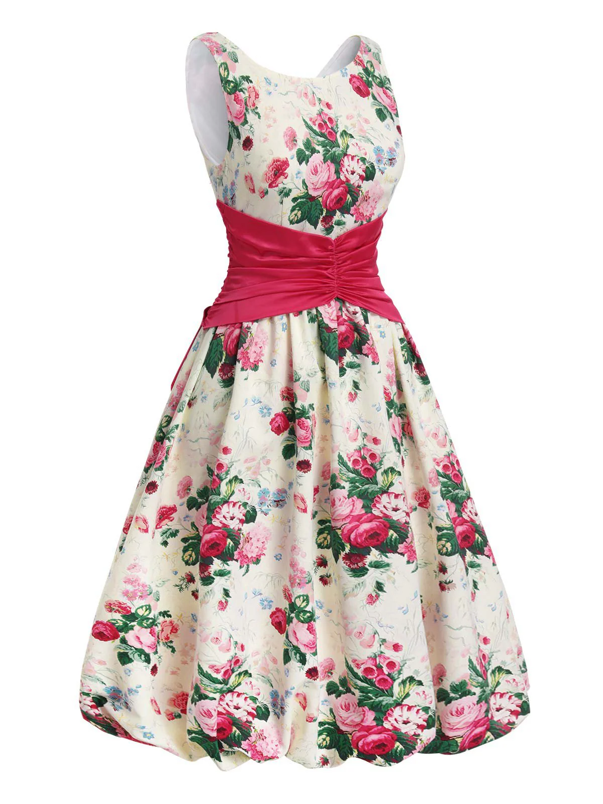 Multicolor 1950s Back Bow Antique Floral Dress - Image 3