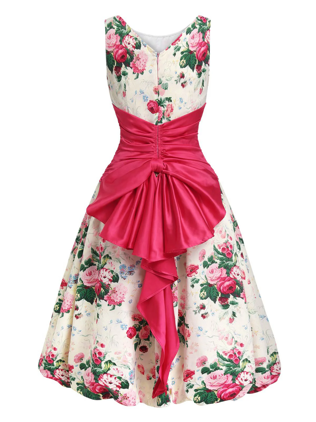 Multicolor 1950s Back Bow Antique Floral Dress - Image 4