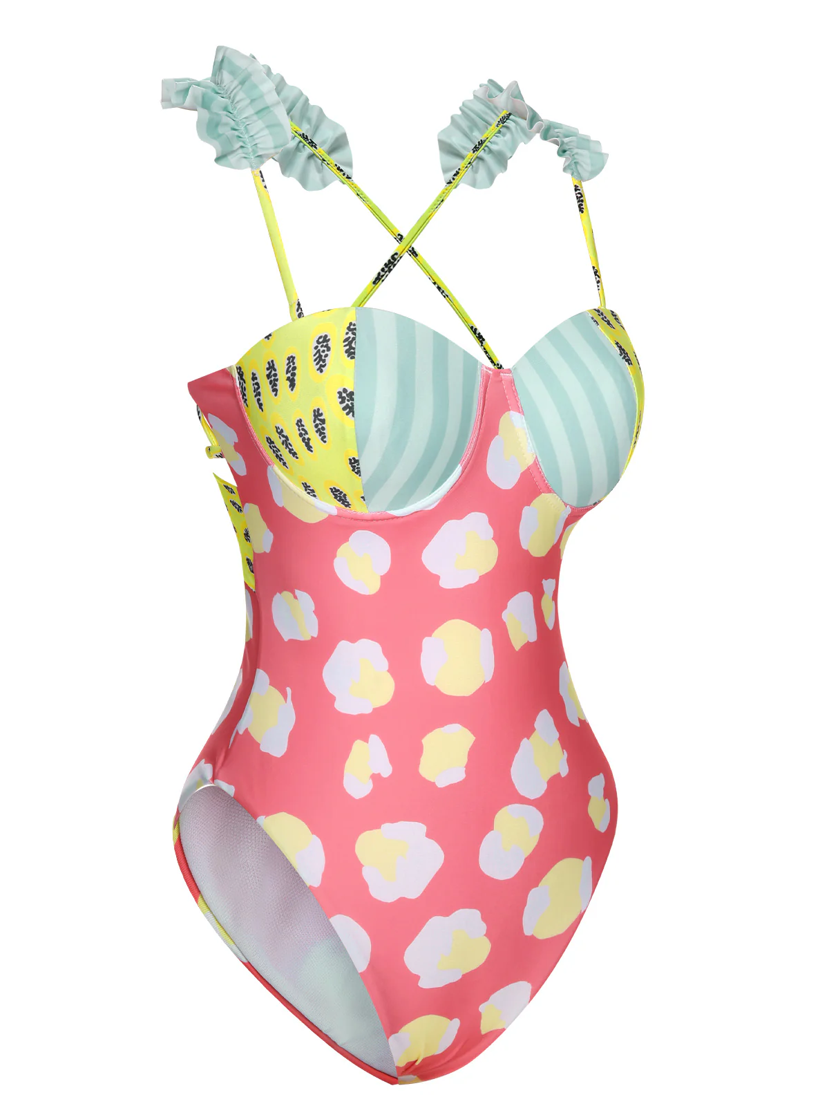 Multicolor 1950s Cartoon Patchwork Swimsuit - Image 2