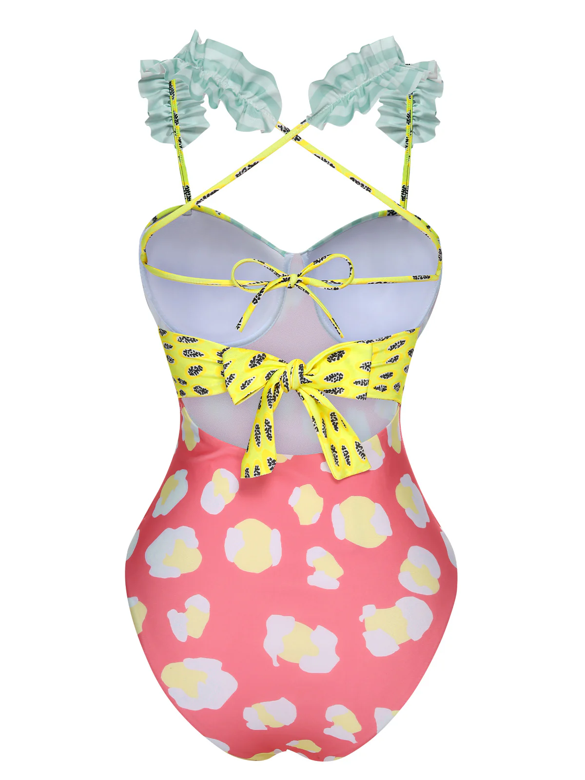 Multicolor 1950s Cartoon Patchwork Swimsuit - Image 3