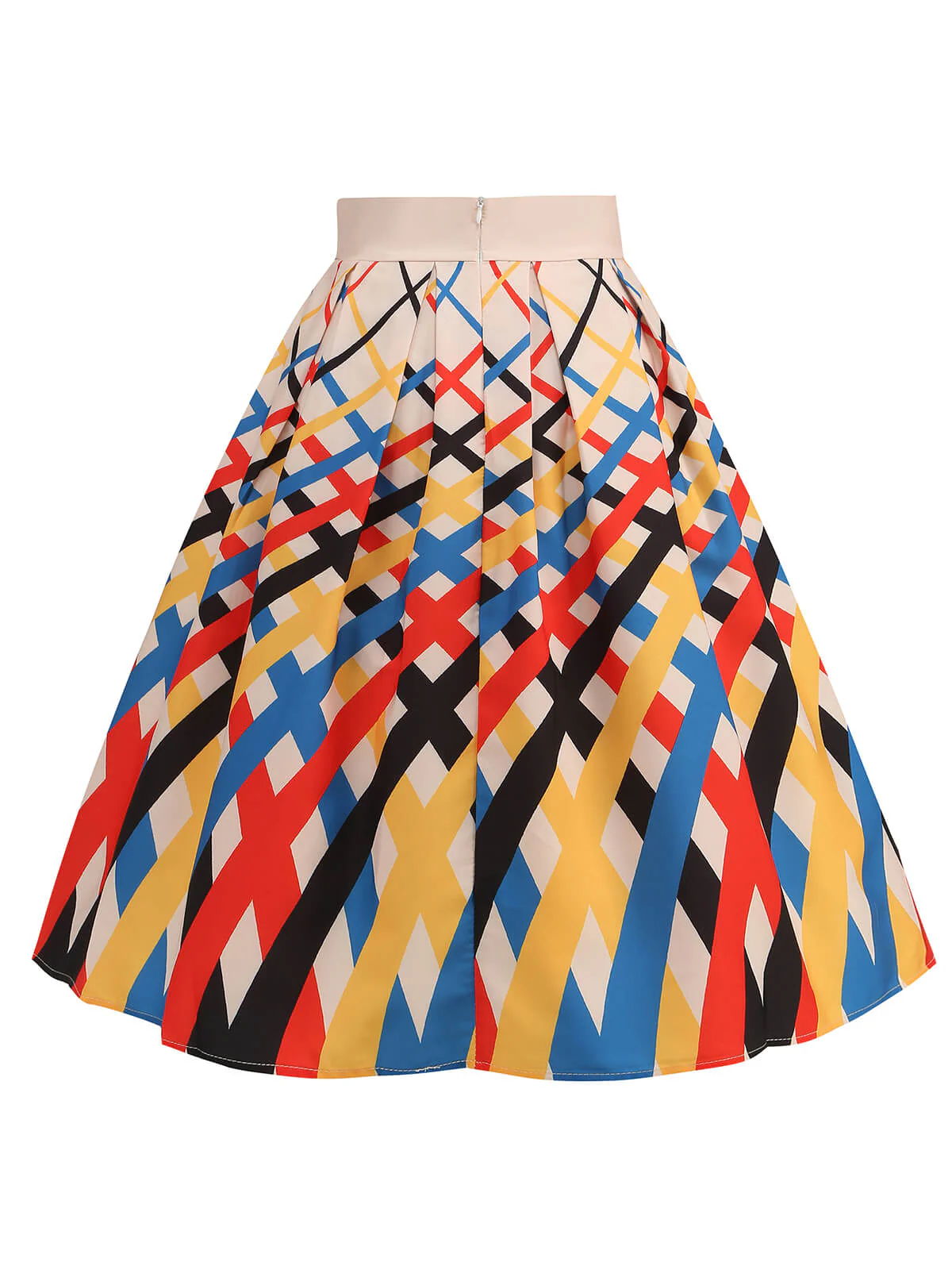 Multicolor 1950s Diagonal Plaid Swing Skirt - Image 3