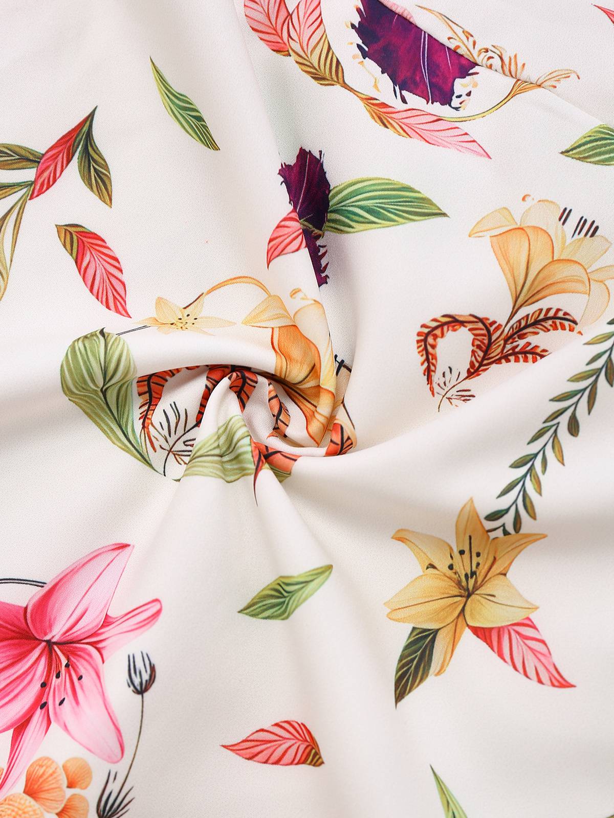 Multicolor 1950s Floral Lapel Batwing Sleeve Romper - Image 6