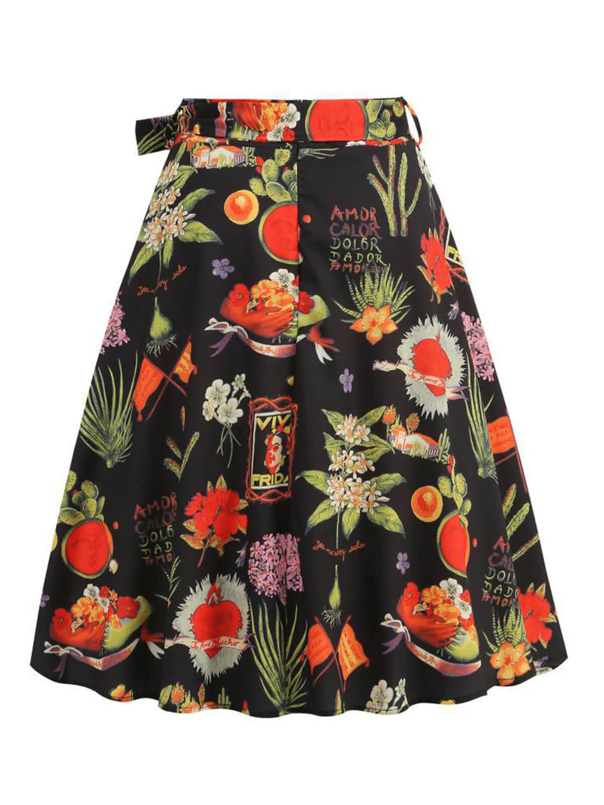 Multicolor 1950s Frida Floral A-Line Skirt - Image 2