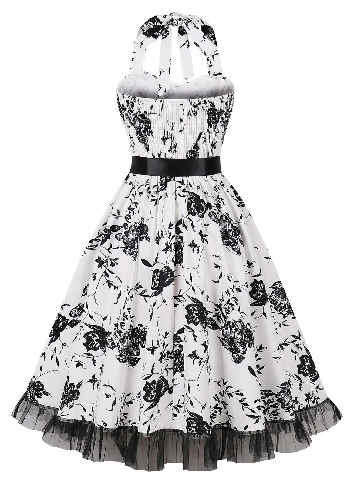 Multicolor 1950s Halter Floral Lace Hem Dress - Image 11