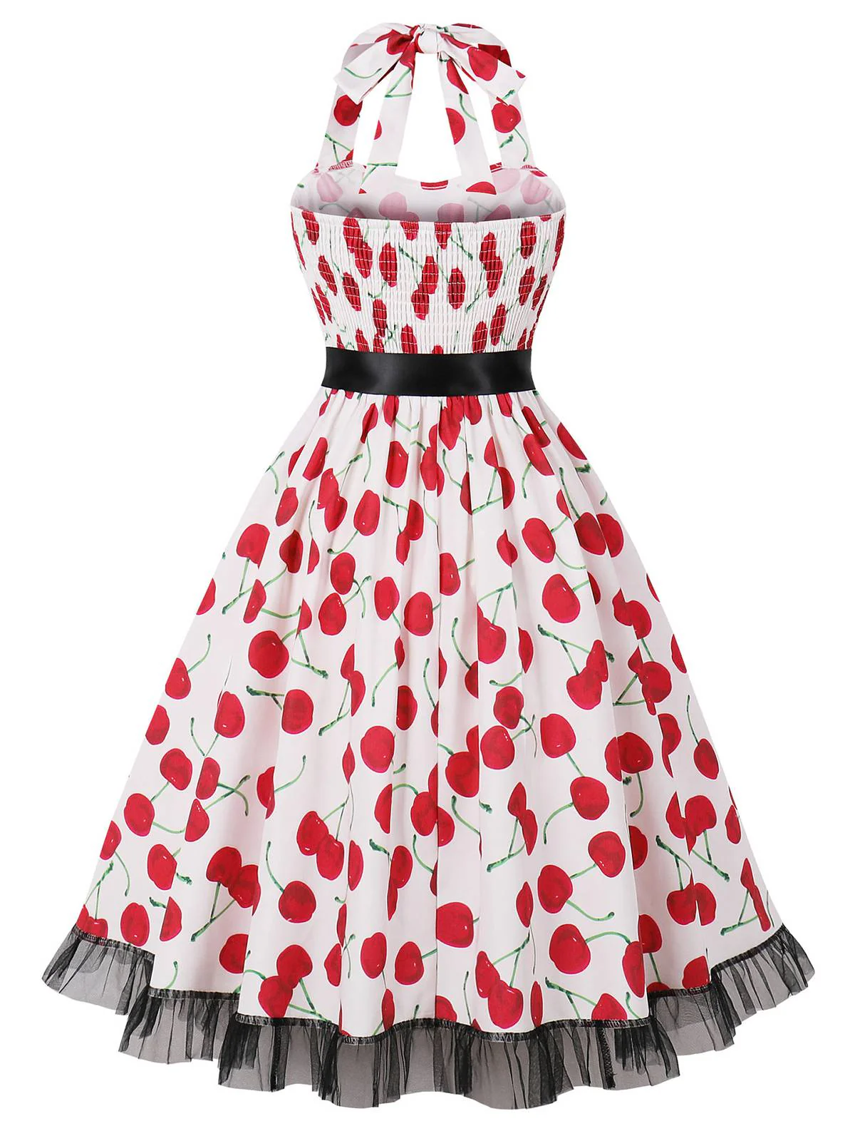 Multicolor 1950s Halter Floral Lace Hem Dress - Image 5
