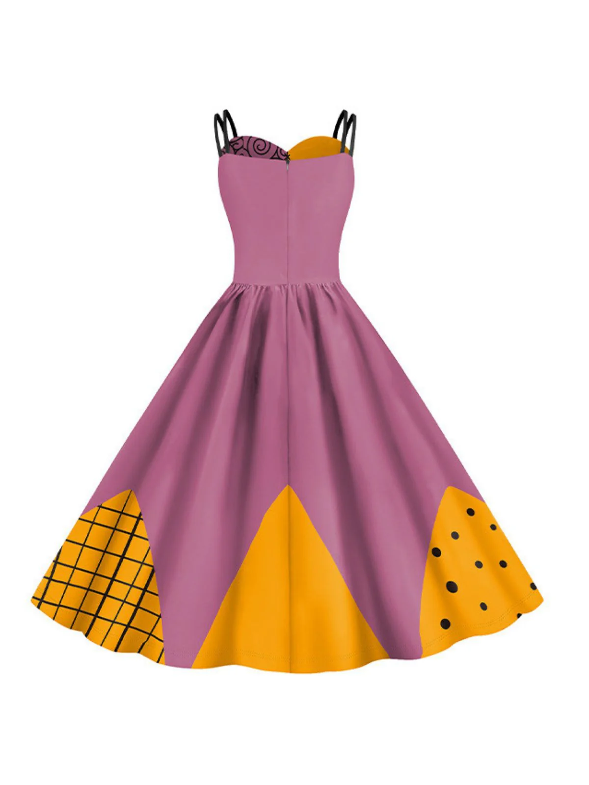 Multicolor 1950s Nightmare Before Christmas Sally Colorblock Dress - Image 2