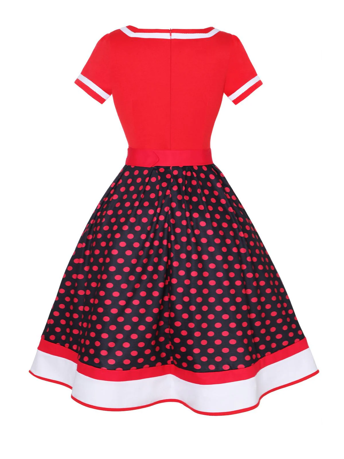 Multicolor 1950s Polka Dots Patchwork Belted Dress - Image 2