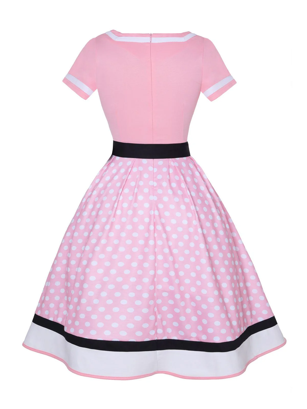 Multicolor 1950s Polka Dots Patchwork Belted Dress - Image 4