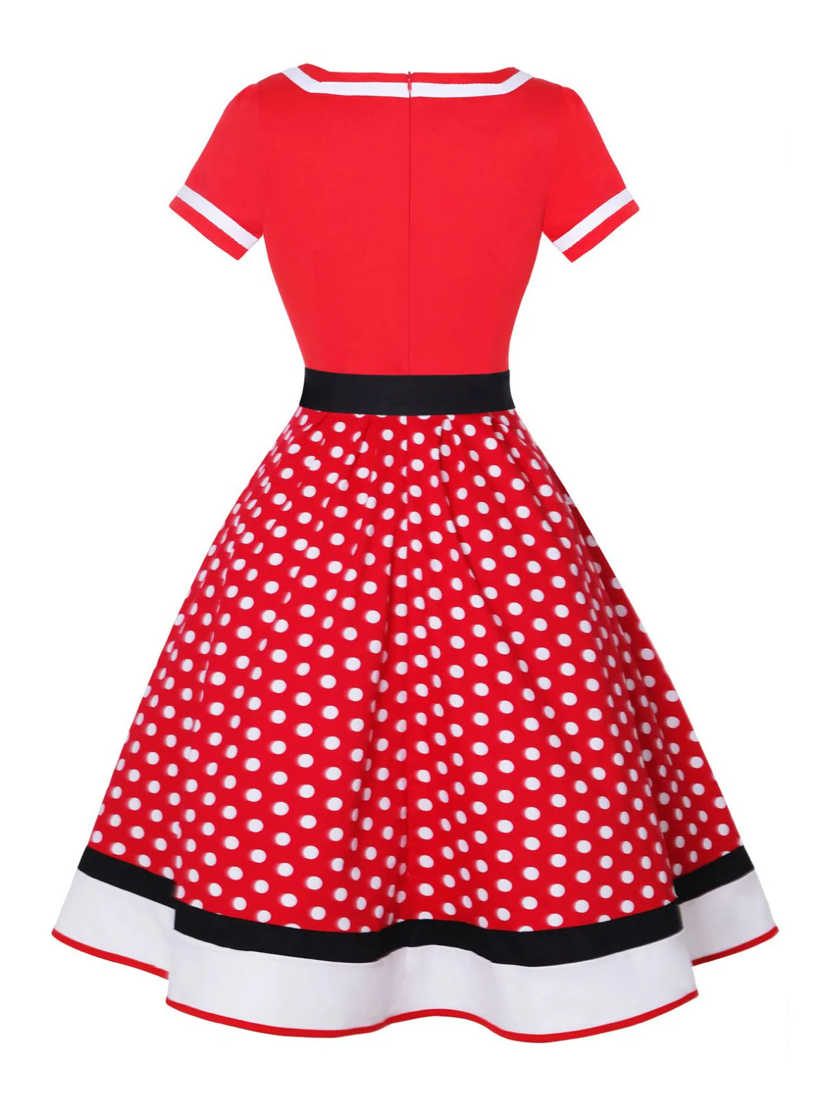 Multicolor 1950s Polka Dots Patchwork Belted Dress - Image 6