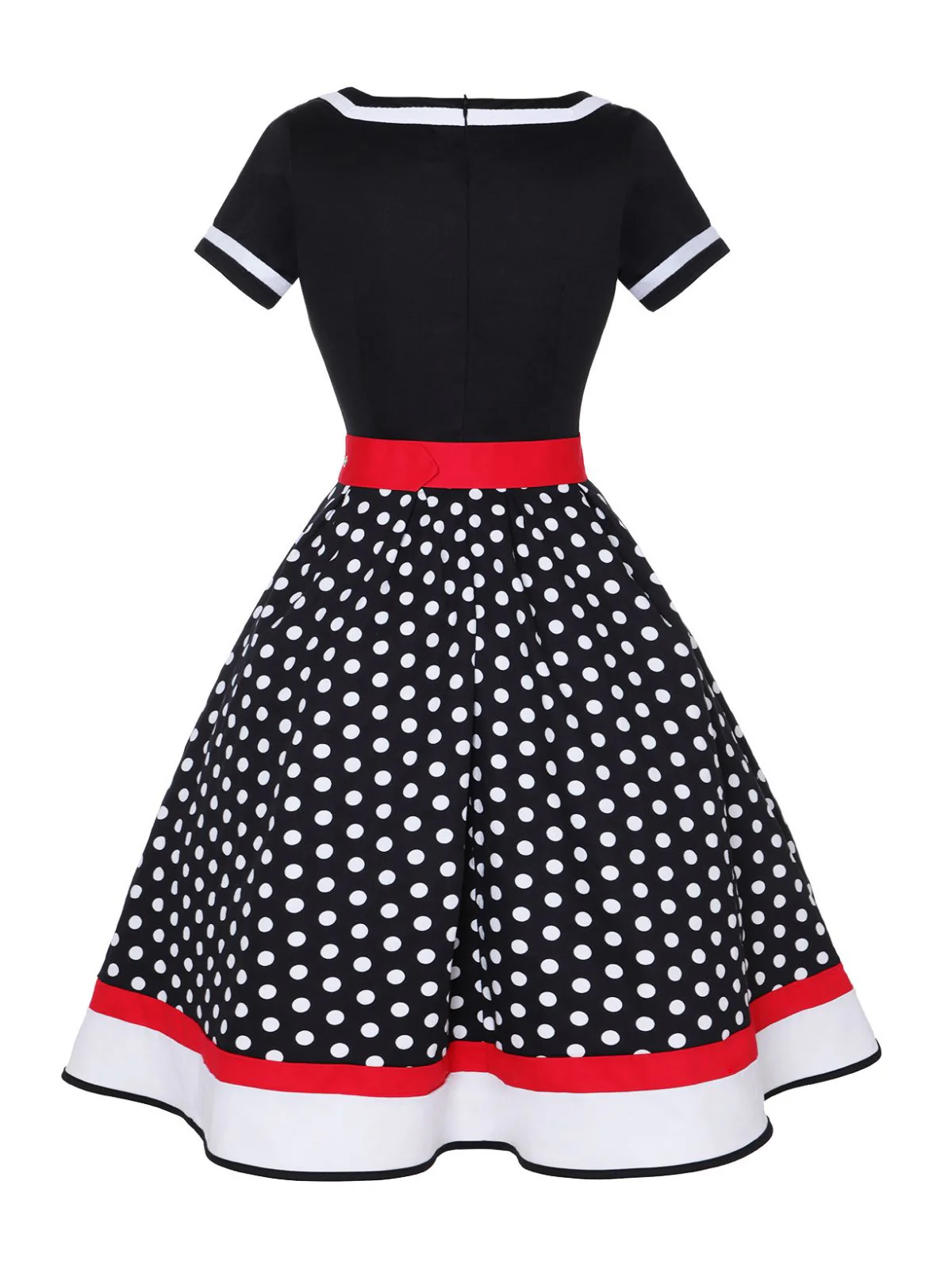 Multicolor 1950s Polka Dots Patchwork Belted Dress - Image 8