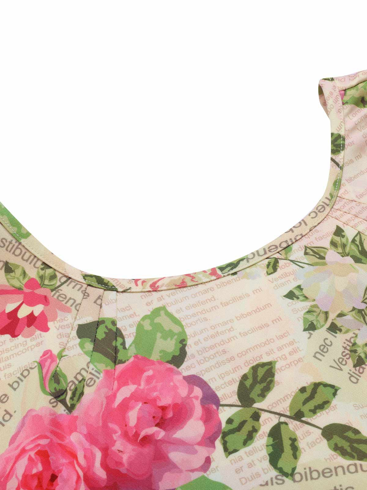 Multicolor 1950s Rose Pictorial Belted Dress - Image 7