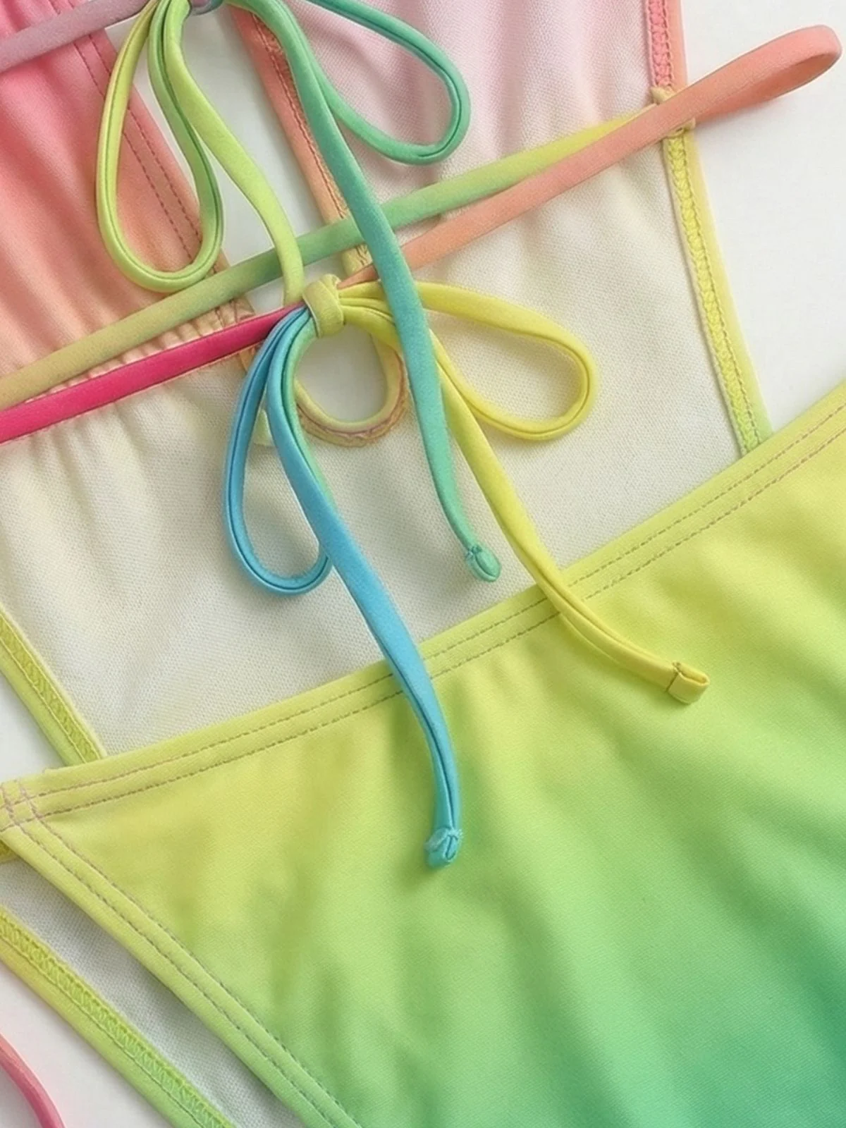 Multicolor 1950s Ruched Gradient Beach One-Piece Swimsuit - Image 5