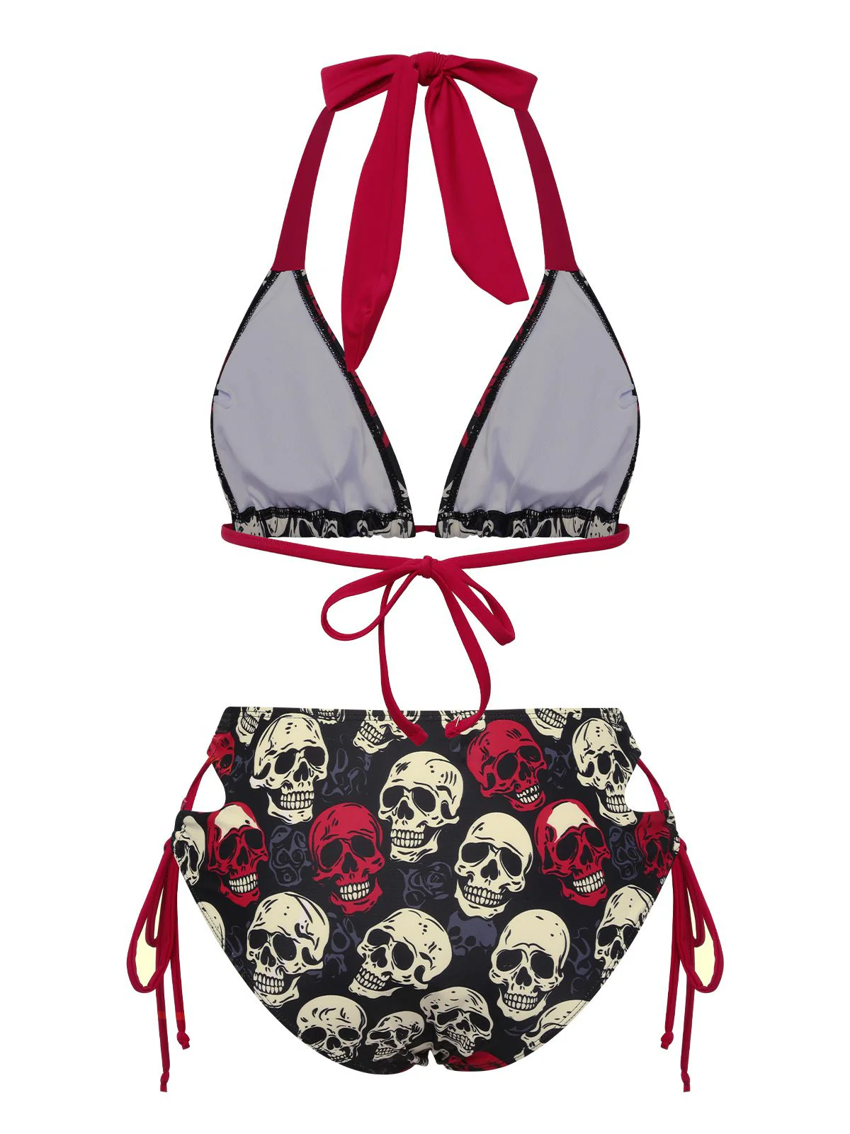 Multicolor 1950s Skull Halter Swimsuit - Image 4