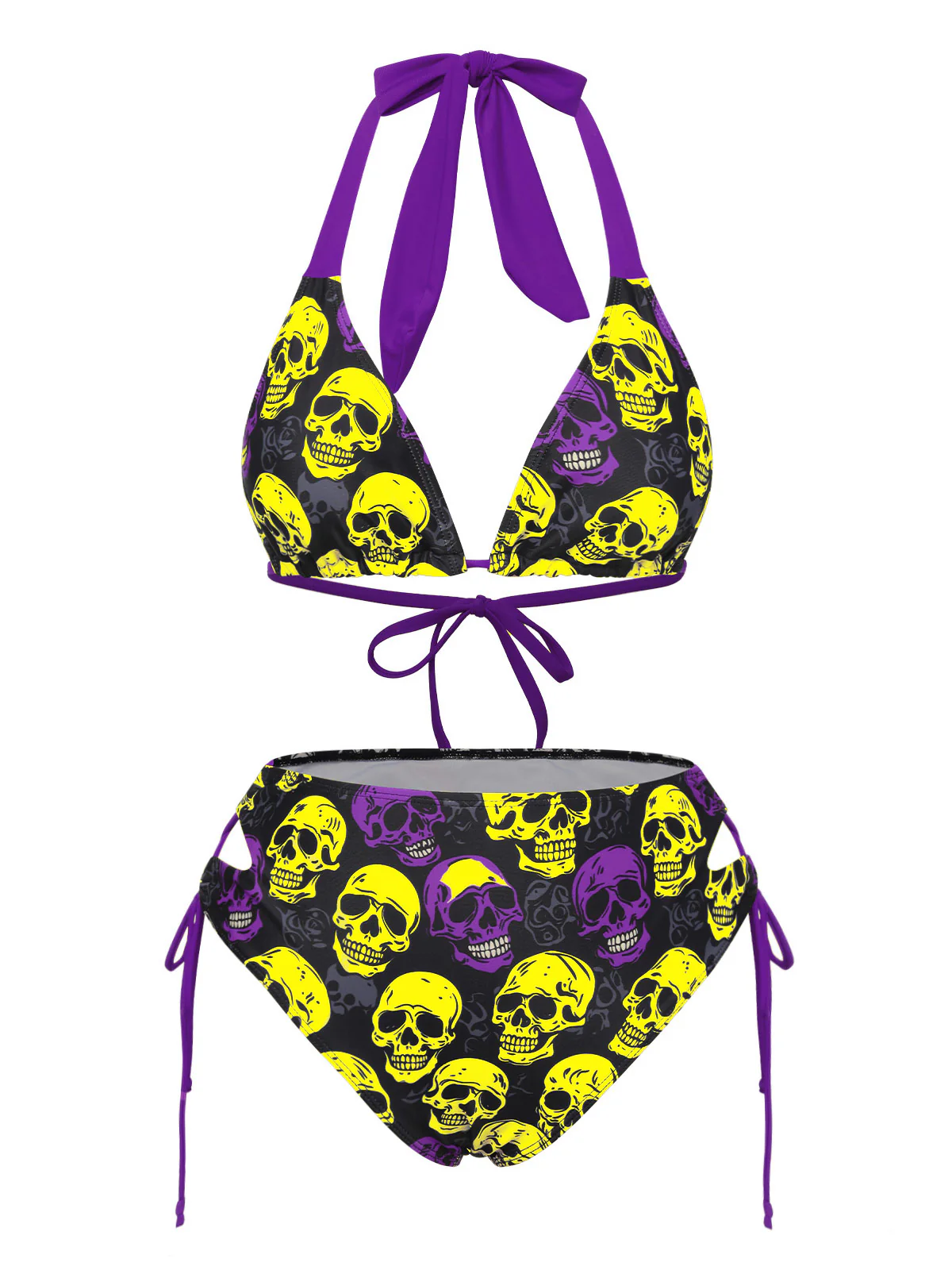 Multicolor 1950s Skull Halter Swimsuit - Image 8