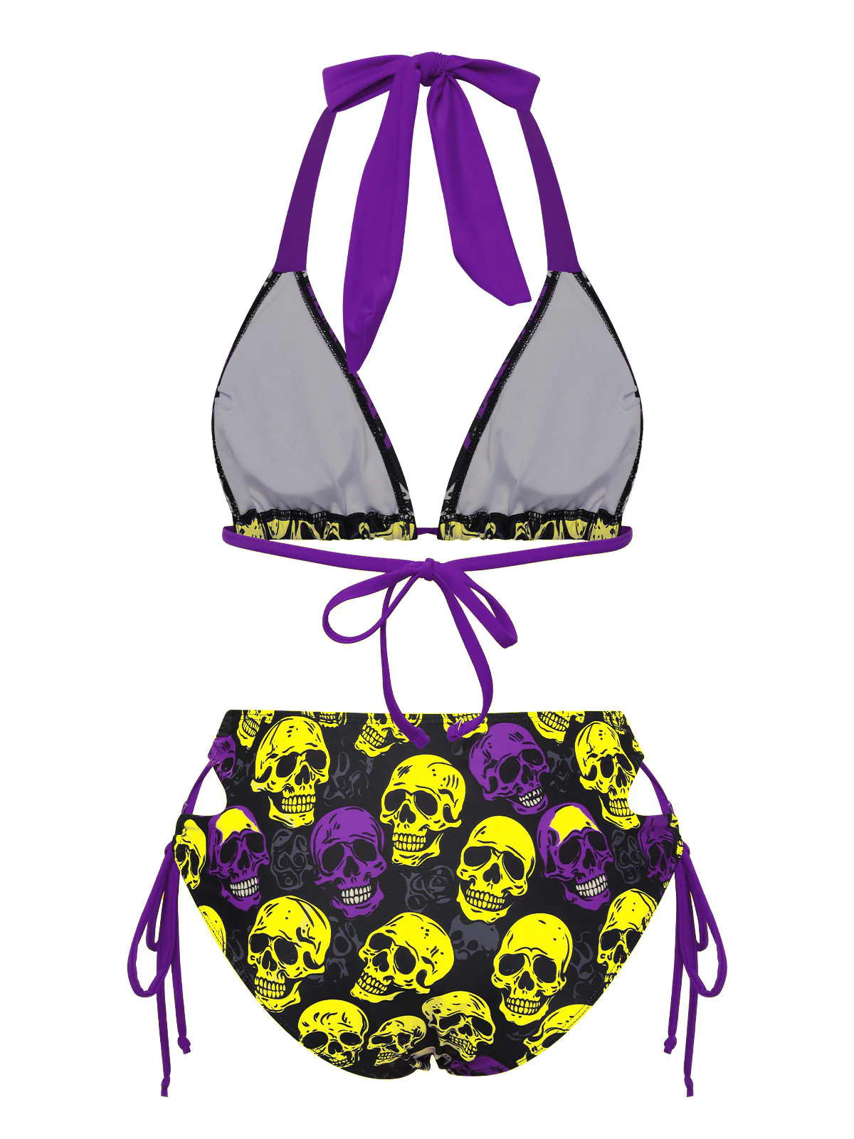 Multicolor 1950s Skull Halter Swimsuit - Image 9