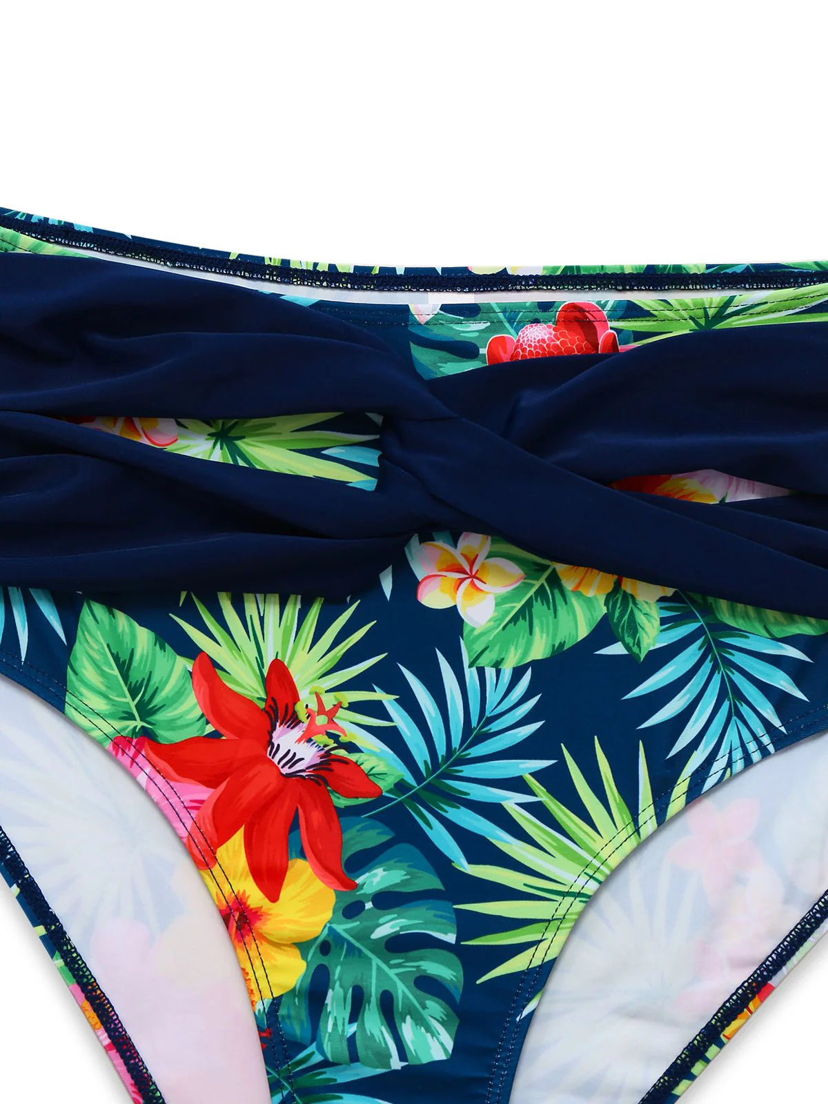 Multicolor 1950s Tropical Plants Patchwork Bikini Set - Image 4