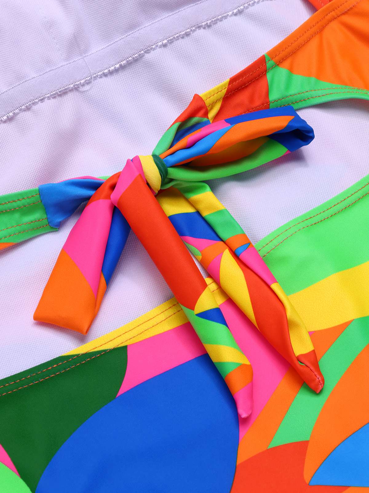 Multicolor 1960s Abstract Leaves One-Piece Swimsuit - Image 3