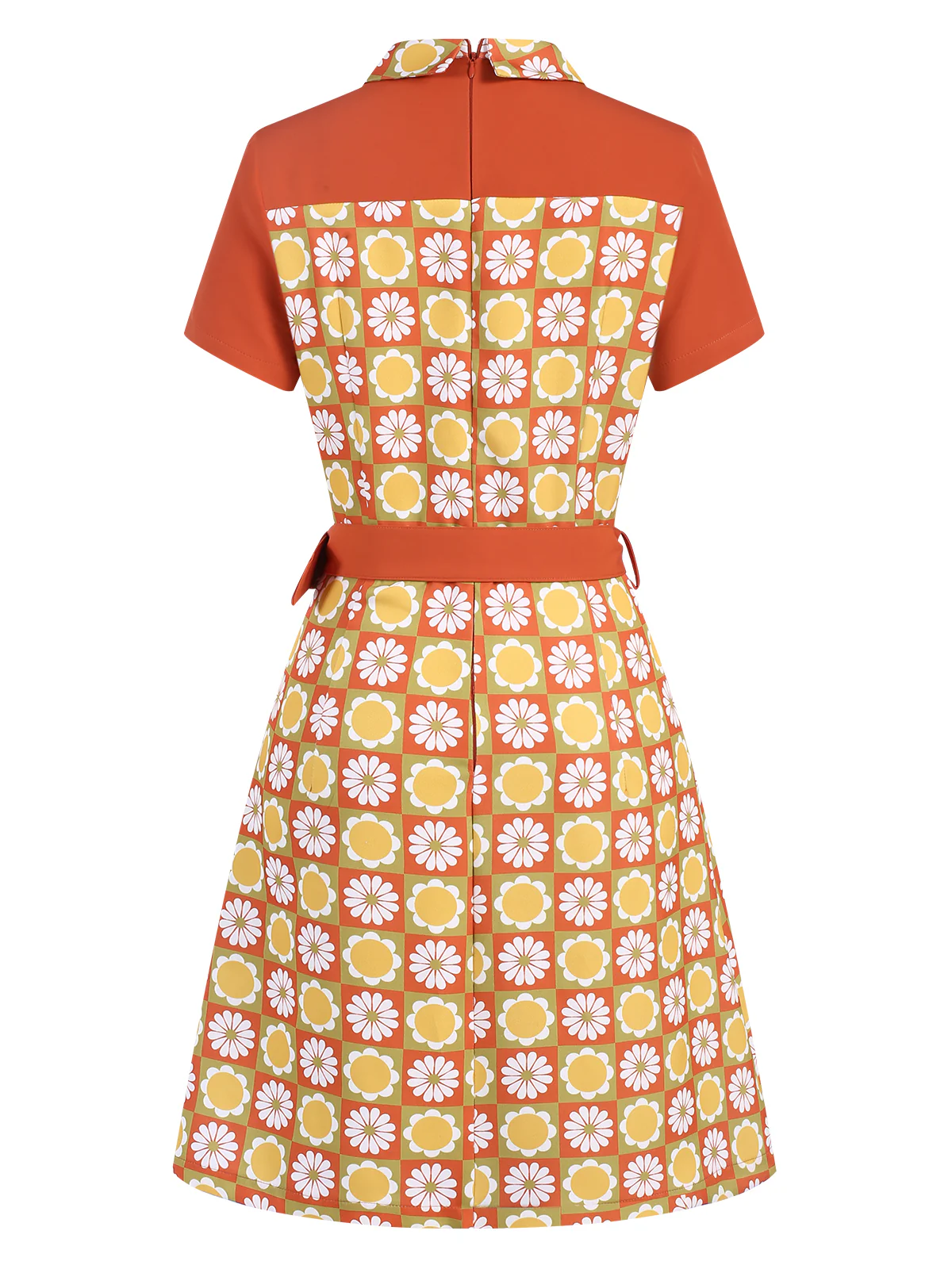 Multicolor 1960s Daisy Lapel Belt Dress - Image 3