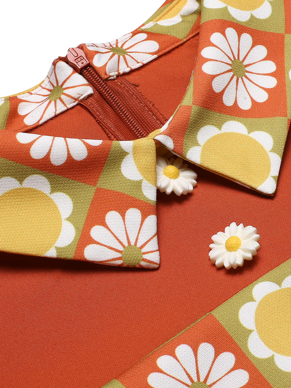 Multicolor 1960s Daisy Lapel Belt Dress - Image 5