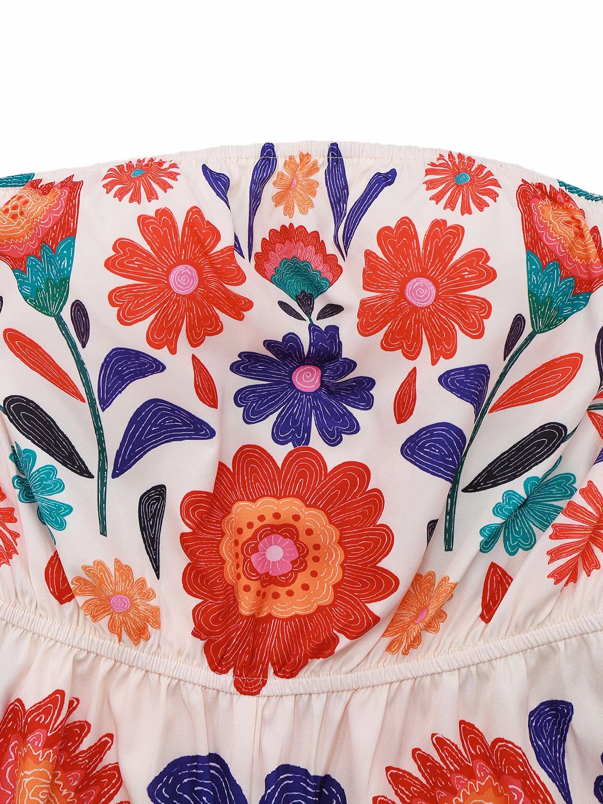 Multicolor 1960s Floral Bandeau Backless Romper - Image 3