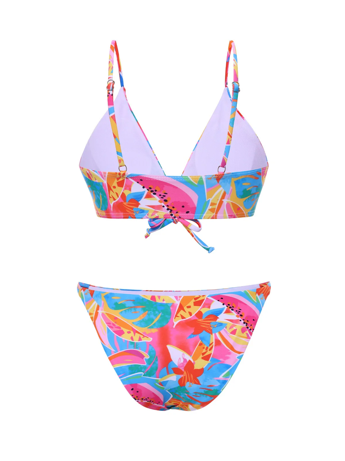 Multicolor 1960s Fruit Print Straps Bikini Set - Image 2