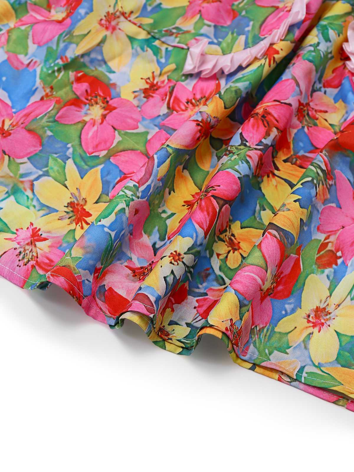 Multicolor 1960s Halter Floral Bow Heart Dress - Image 6