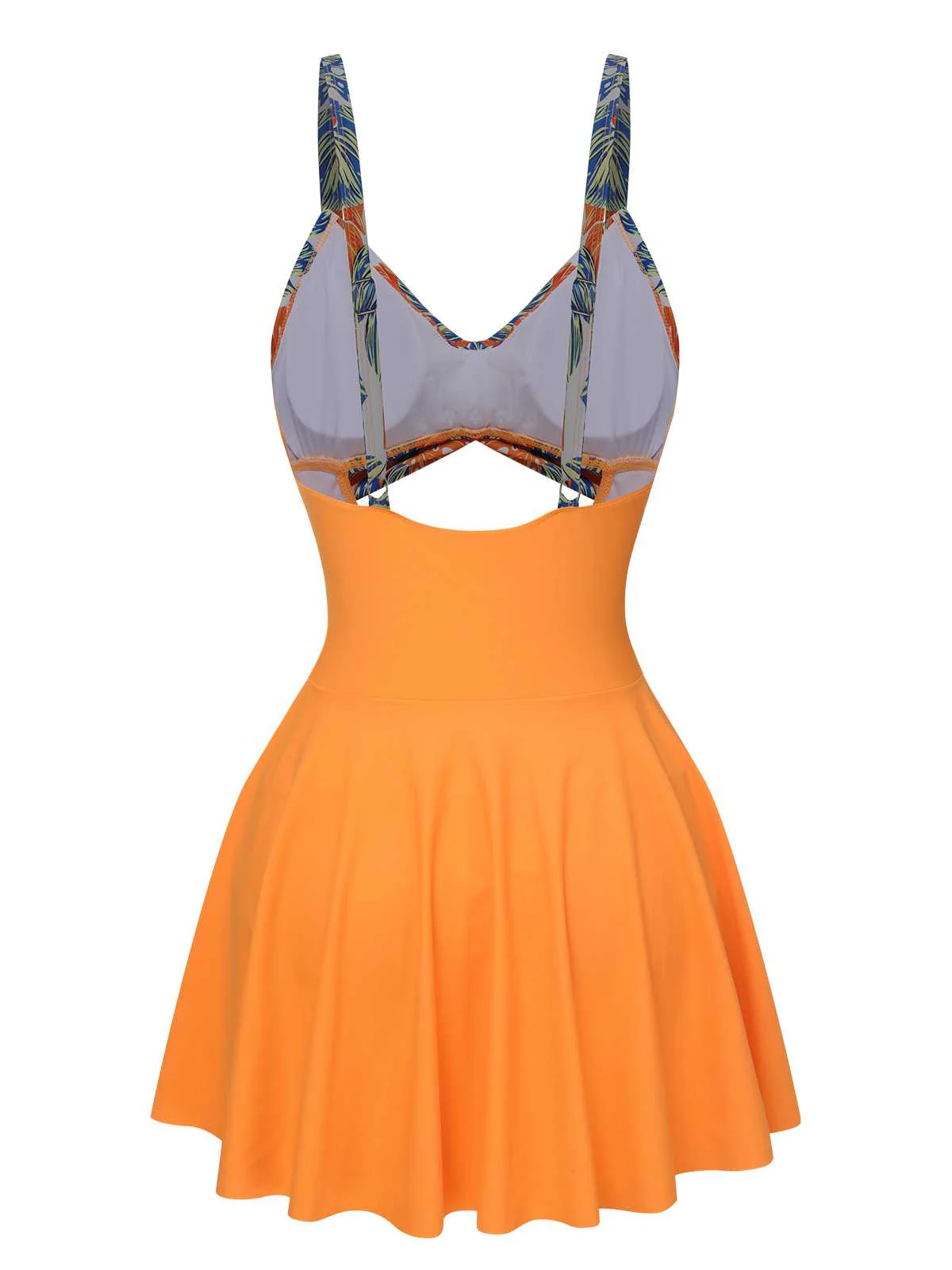 Multicolor 1960s Print Spaghetti Strap Swimsuit - Image 3