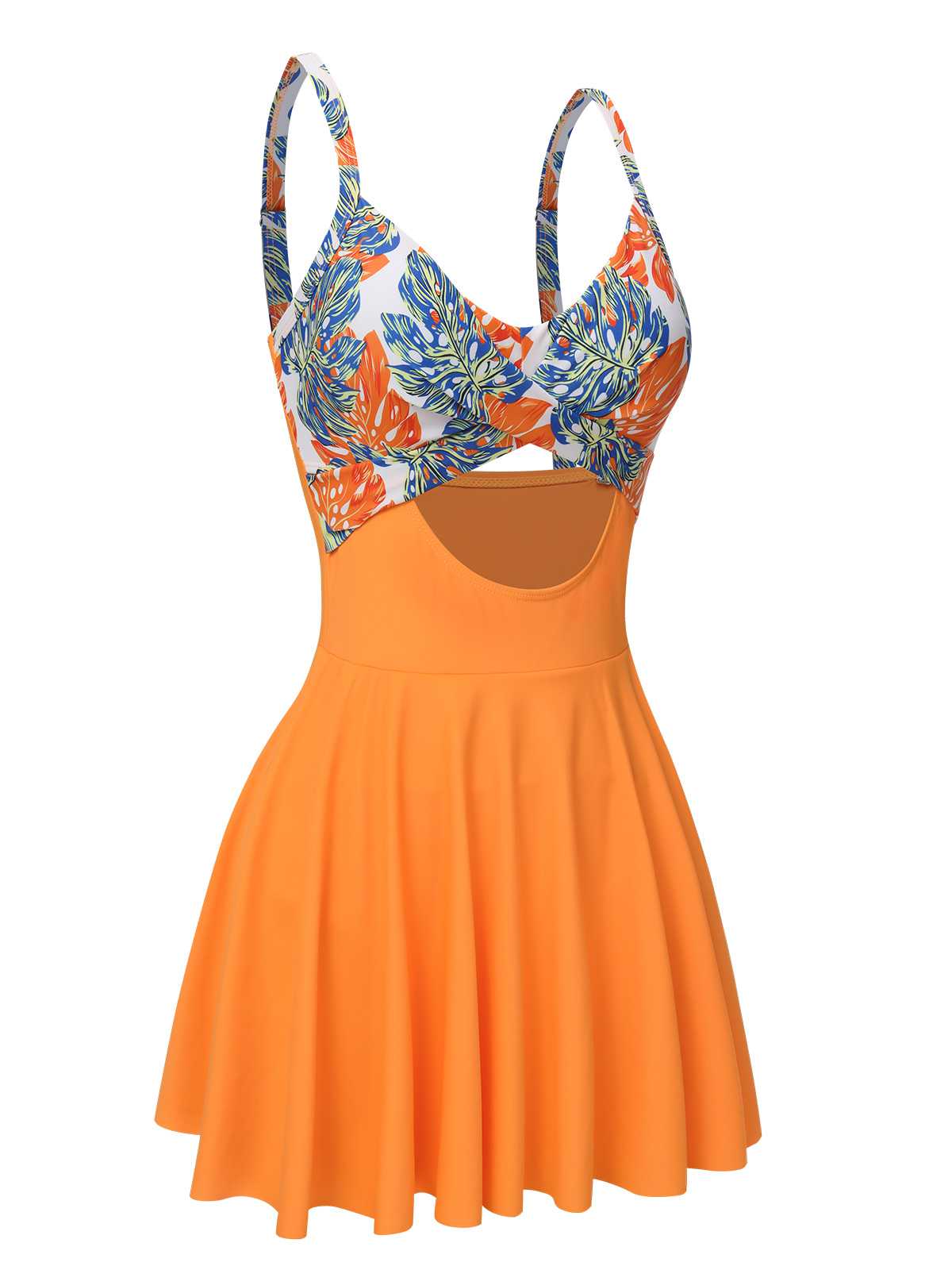 Multicolor 1960s Print Spaghetti Strap Swimsuit - Image 4