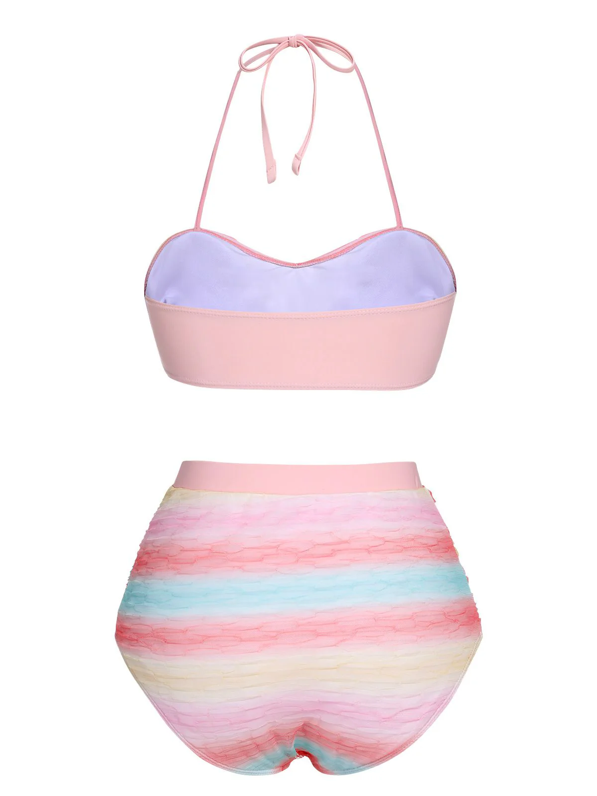 Multicolor 1960s Rainbow Mesh Bow Swimsuit - Image 4