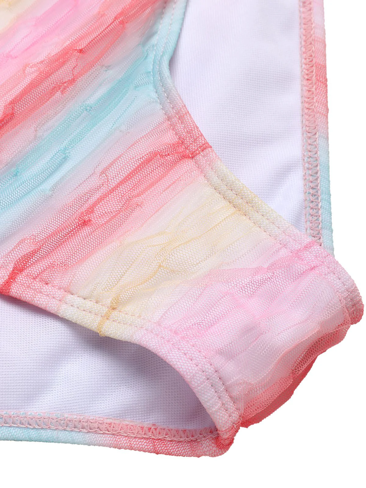 Multicolor 1960s Rainbow Mesh Bow Swimsuit - Image 7