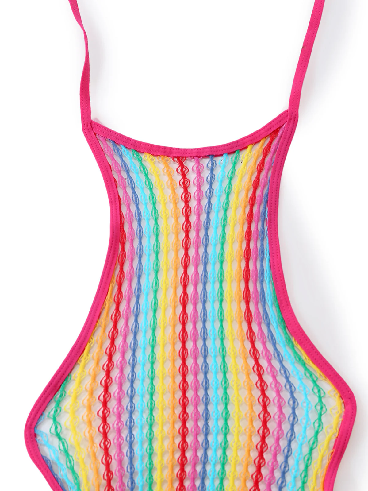 Multicolor 1960s Rainbow Mesh Halter Nightgown - Image 4