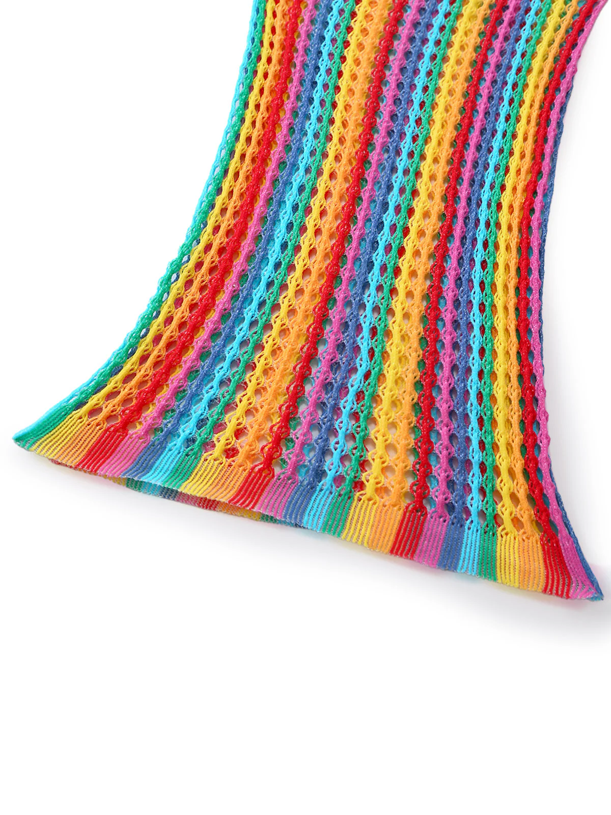 Multicolor 1960s Rainbow Mesh Halter Nightgown - Image 5