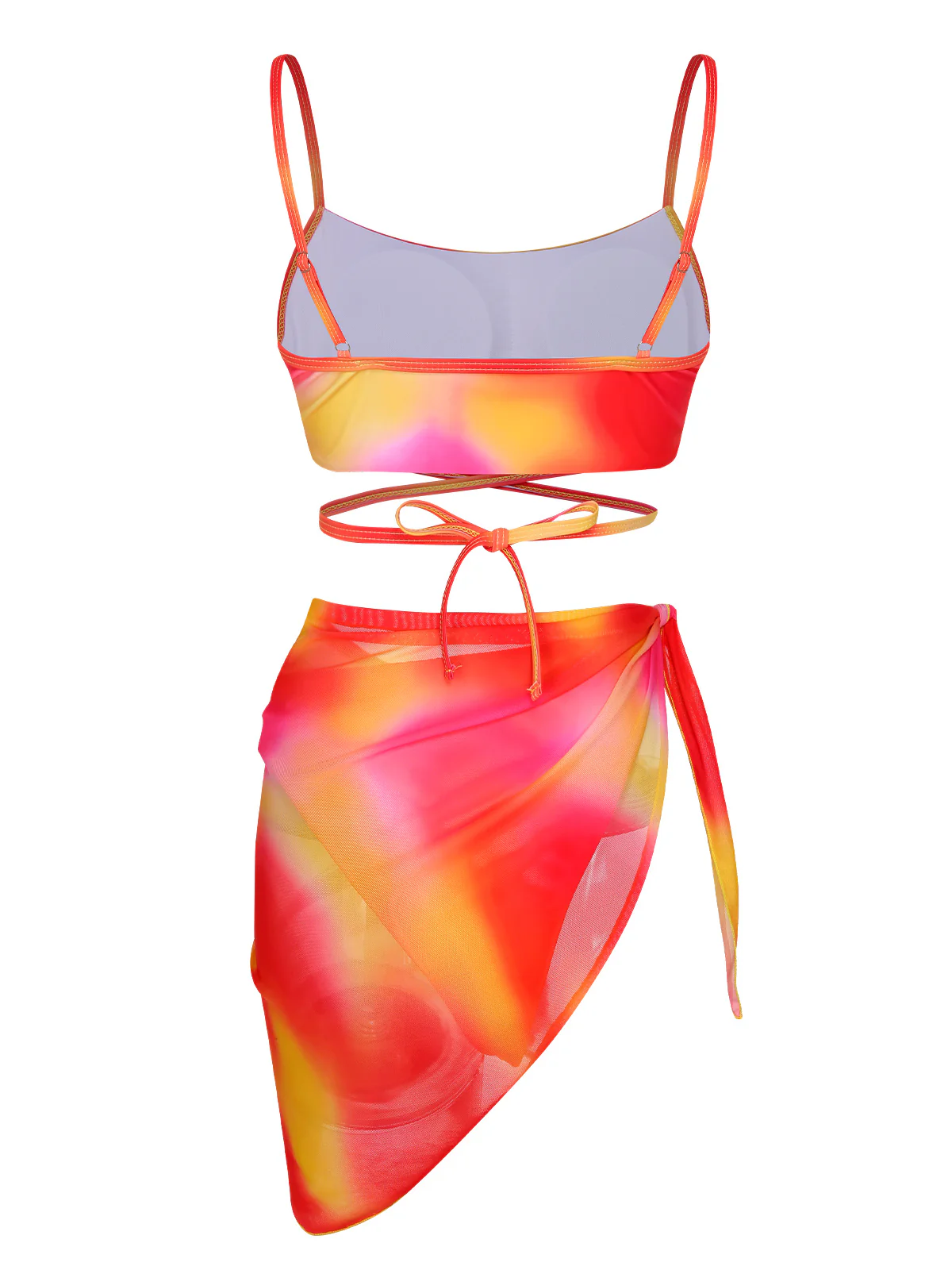 Multicolor 1960s Spaghetti Strap Swimsuit Set - Image 3