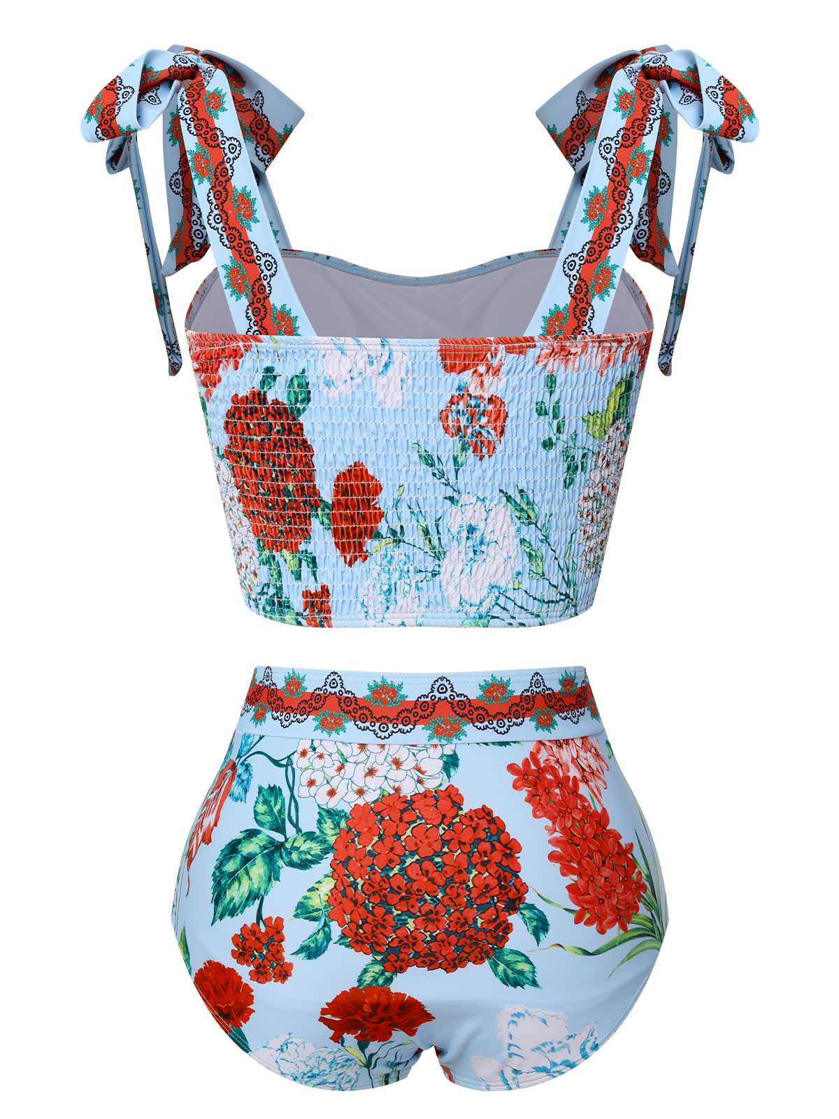 Multicolor 1960s Strap Floral Swimsuit - Image 3