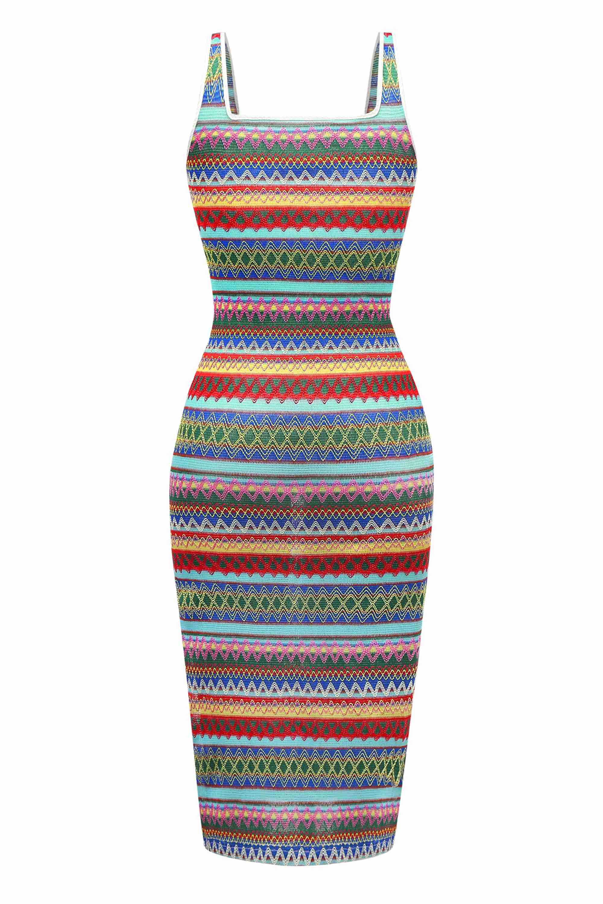 Multicolor 1960s Suspender Side Slit Pencil Dress - Image 2