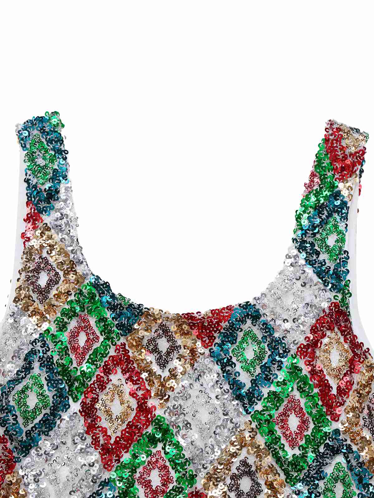 Multicolor 1970s Argyle Sequined Bodycon Dress - Image 3
