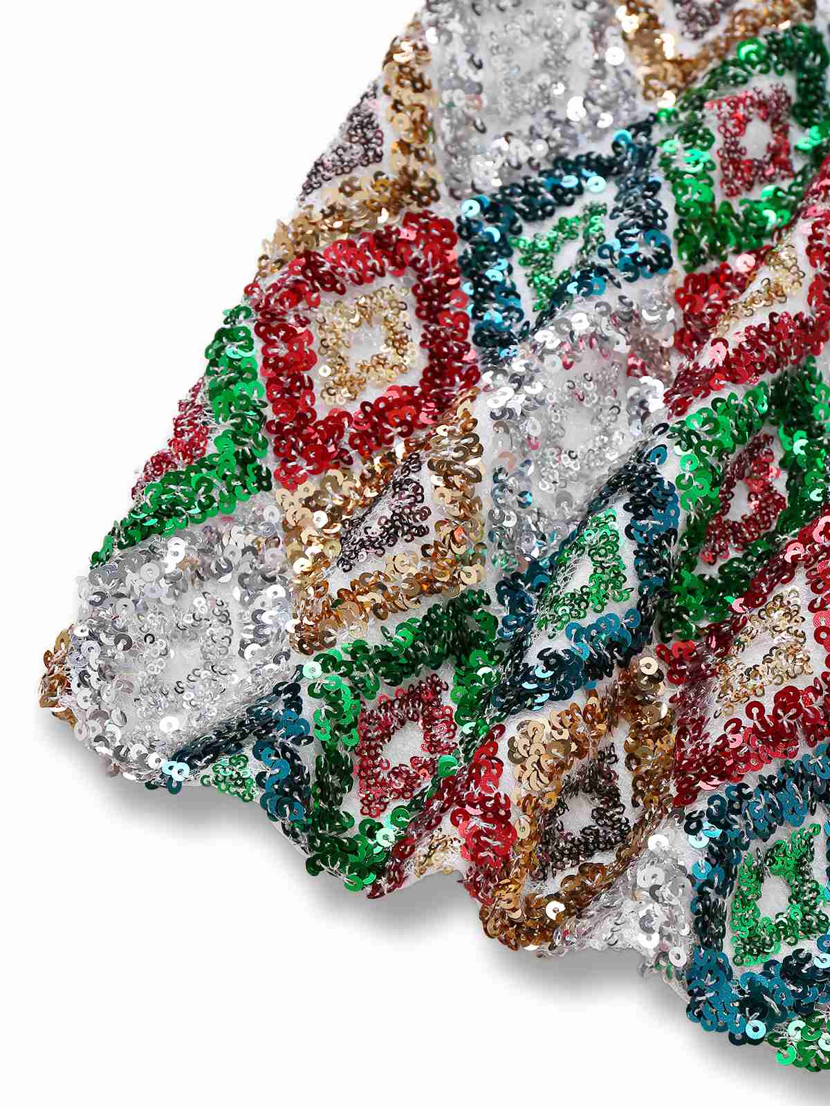 Multicolor 1970s Argyle Sequined Bodycon Dress - Image 4
