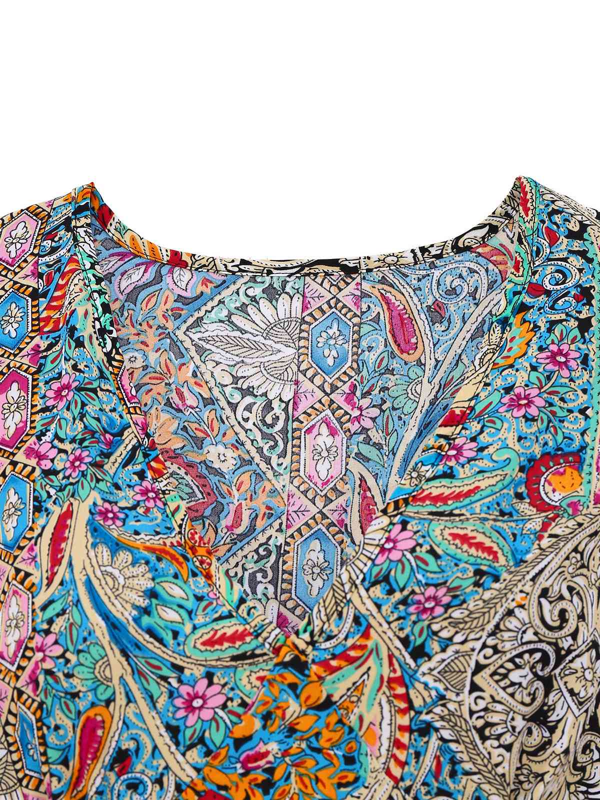 Multicolor 1970s Bohemian Paisley Floral Bell Sleeve Dress - Image 3