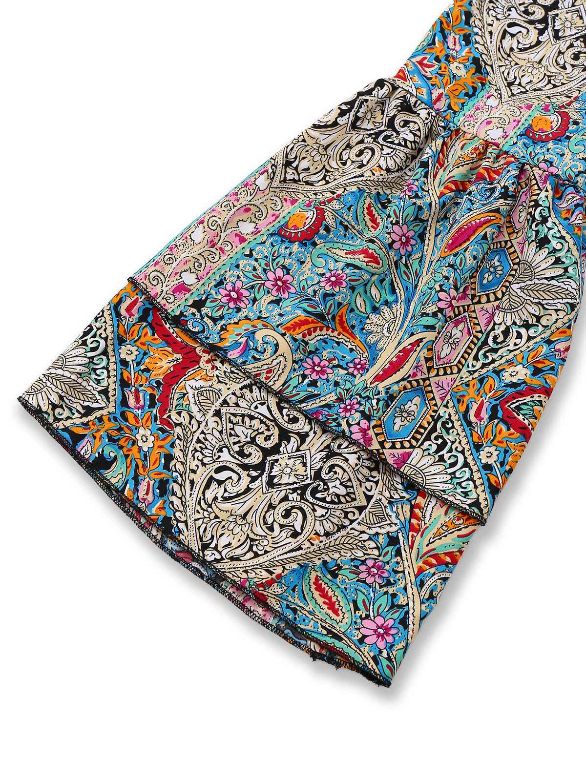 Multicolor 1970s Bohemian Paisley Floral Bell Sleeve Dress - Image 4