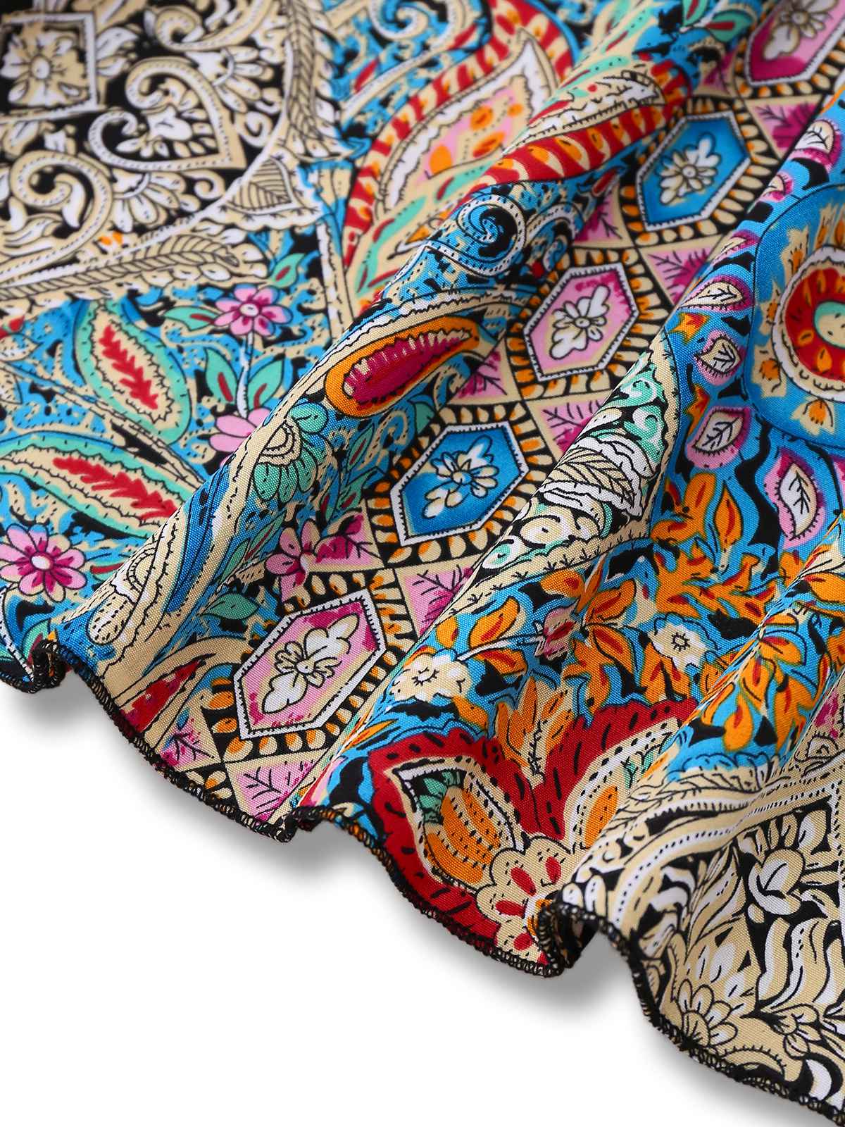 Multicolor 1970s Bohemian Paisley Floral Bell Sleeve Dress - Image 5