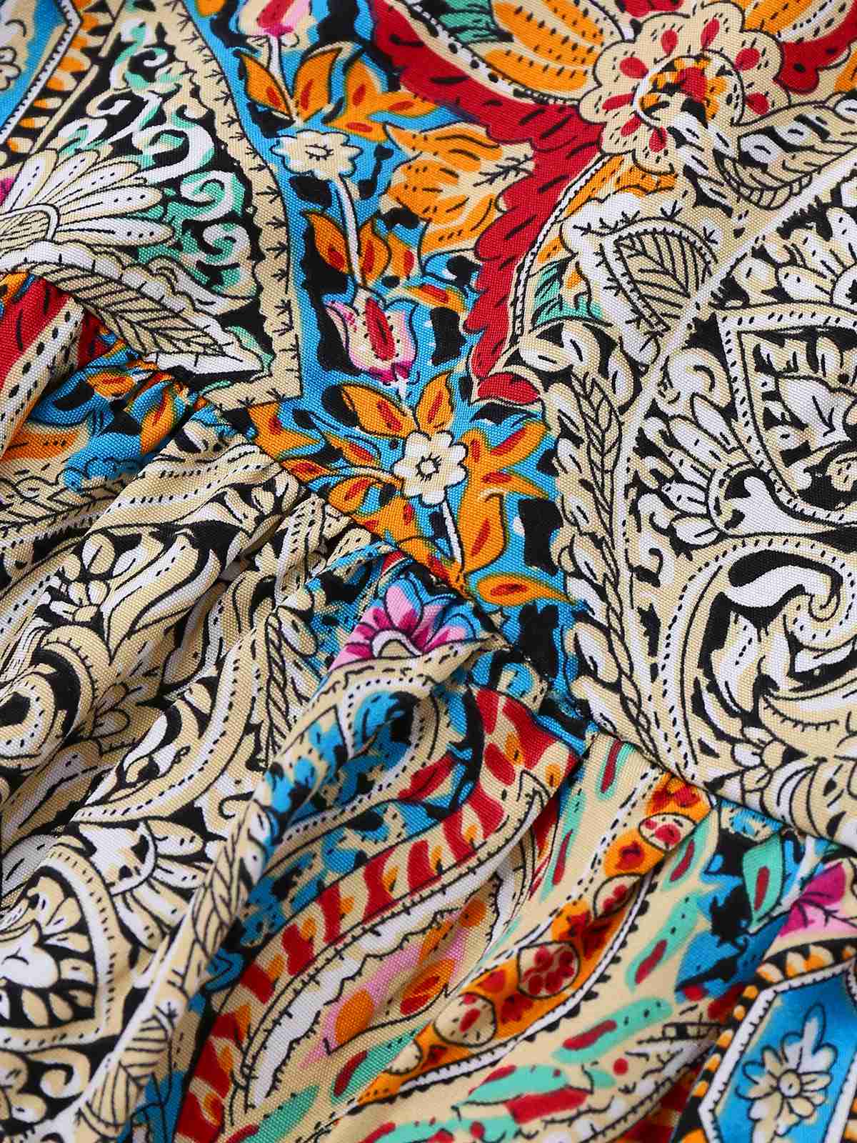 Multicolor 1970s Bohemian Paisley Floral Bell Sleeve Dress - Image 6