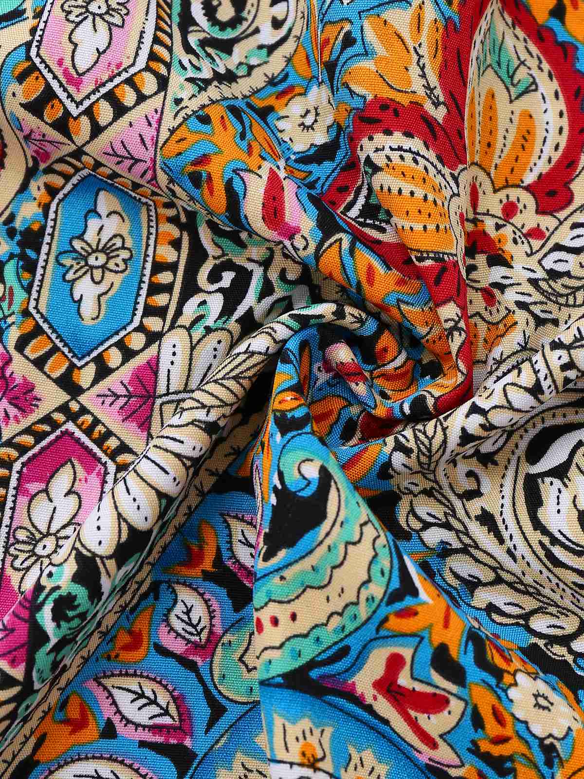 Multicolor 1970s Bohemian Paisley Floral Bell Sleeve Dress - Image 7
