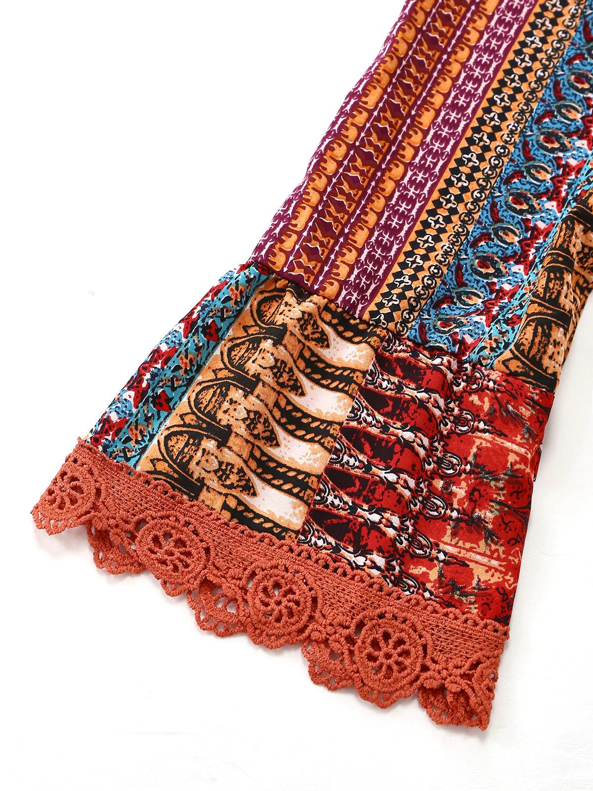 Multicolor 1970s Bohemian V-Neck Tiered Sleeve Dress - Image 3