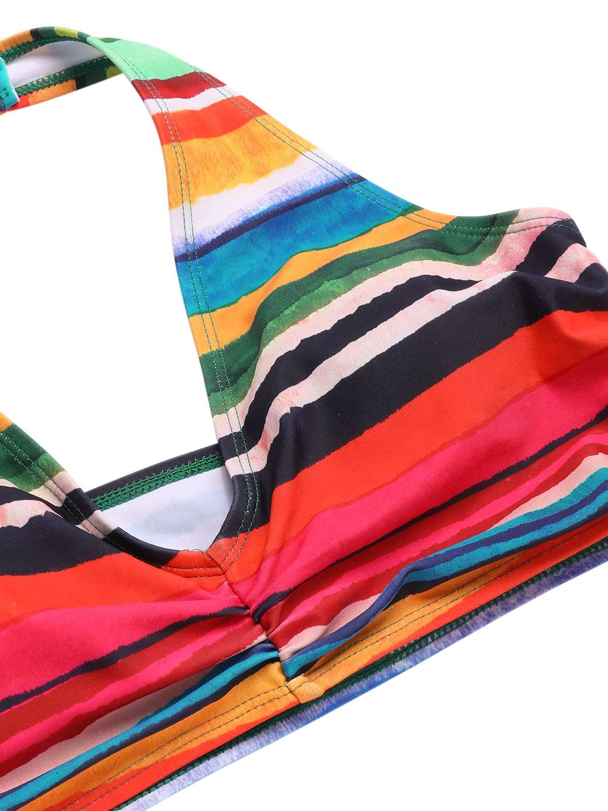 Multicolor 1970s Boho Stripes Swimsuit With Cover-Up - Image 9